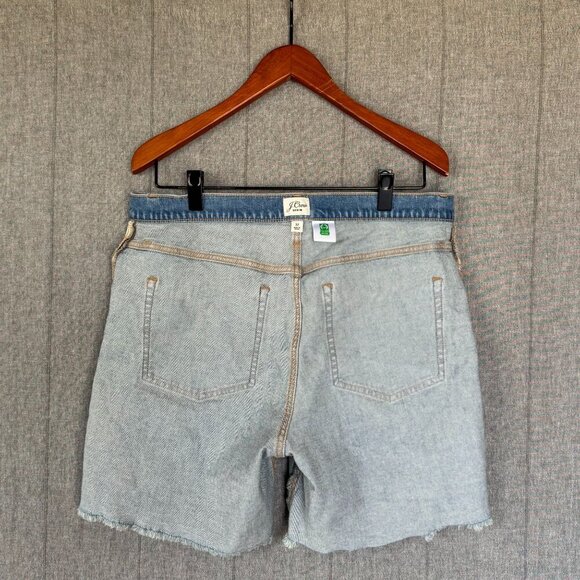 J. Crew Long Denim Med Blue High Rise Slouchy Boho Jean Shorts Size 32 - Picture 10 of 13